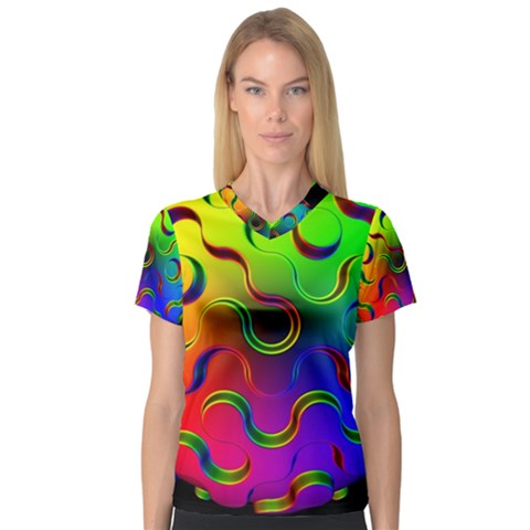 Ball Sphere Digital Art Fractals V-neck Sport Mesh Tee by Pakrebo