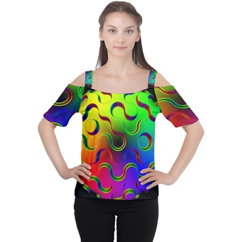 Ball Sphere Digital Art Fractals Cutout Shoulder Tee by Pakrebo