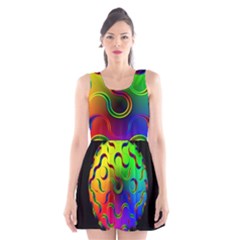 Ball Sphere Digital Art Fractals Scoop Neck Skater Dress