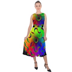 Ball Sphere Digital Art Fractals Midi Tie-back Chiffon Dress