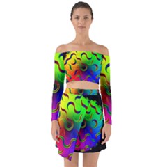 Ball Sphere Digital Art Fractals Off Shoulder Top With Skirt Set by Pakrebo