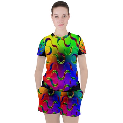 Ball Sphere Digital Art Fractals Women s Tee And Shorts Set by Pakrebo