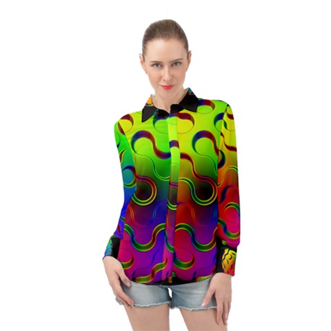 Ball Sphere Digital Art Fractals Long Sleeve Chiffon Shirt by Pakrebo