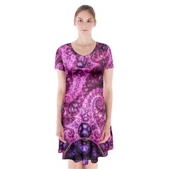 Fractal Art Digital Art Short Sleeve V-neck Flare Dress