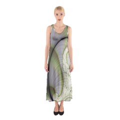 Graphic Fractal Eddy Curlicue Leaf Sleeveless Maxi Dress