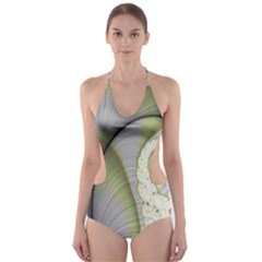 Graphic Fractal Eddy Curlicue Leaf Cut-out One Piece Swimsuit by Pakrebo