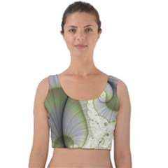 Graphic Fractal Eddy Curlicue Leaf Velvet Crop Top by Pakrebo