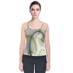 Graphic Fractal Eddy Curlicue Leaf Velvet Spaghetti Strap Top by Pakrebo