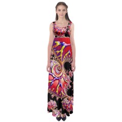 Fractals Colorful Pattern Empire Waist Maxi Dress