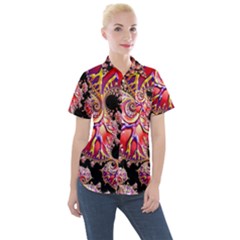 Fractals Colorful Pattern Women s Short Sleeve Pocket Shirt