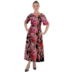 Fractals Colorful Pattern Shoulder Straps Boho Maxi Dress 