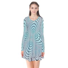 Digital Art Fractal Abstract Long Sleeve V-neck Flare Dress