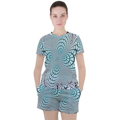 Digital Art Fractal Abstract Women s Tee And Shorts Set by Pakrebo