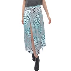 Digital Art Fractal Abstract Velour Split Maxi Skirt