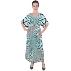 Digital Art Fractal Abstract V-neck Boho Style Maxi Dress