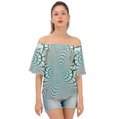 Digital Art Fractal Abstract Off Shoulder Short Sleeve Top