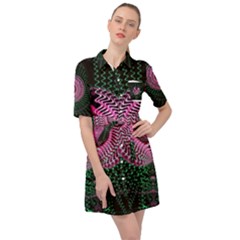 Fractal Traditional Fractal Hypnotic Belted Shirt Dress by Pakrebo