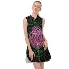 Fractal Traditional Fractal Hypnotic Sleeveless Shirt Dress by Pakrebo