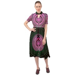 Fractal Traditional Fractal Hypnotic Keyhole Neckline Chiffon Dress