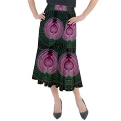 Fractal Traditional Fractal Hypnotic Midi Mermaid Skirt