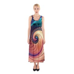 Fractal Multi Colored Fantasia Sleeveless Maxi Dress by Pakrebo