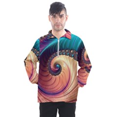 Fractal Multi Colored Fantasia Men s Half Zip Pullover by Pakrebo