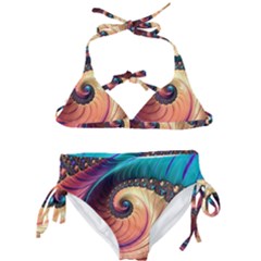 Fractal Multi Colored Fantasia Kids  Classic Bikini Set by Pakrebo