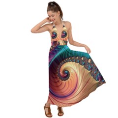 Fractal Multi Colored Fantasia Backless Maxi Beach Dress