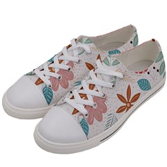 Nature Shape Leaves Flowers Art Women s Low Top Canvas Sneakers