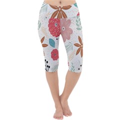 Nature Shape Leaves Flowers Art Lightweight Velour Cropped Yoga Leggings by Pakrebo