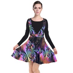 Fractal Colorful Background Plunge Pinafore Dress by Pakrebo