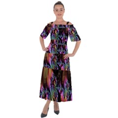 Fractal Colorful Background Shoulder Straps Boho Maxi Dress 