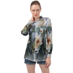 Roses Watercolour Long Sleeve Satin Shirt