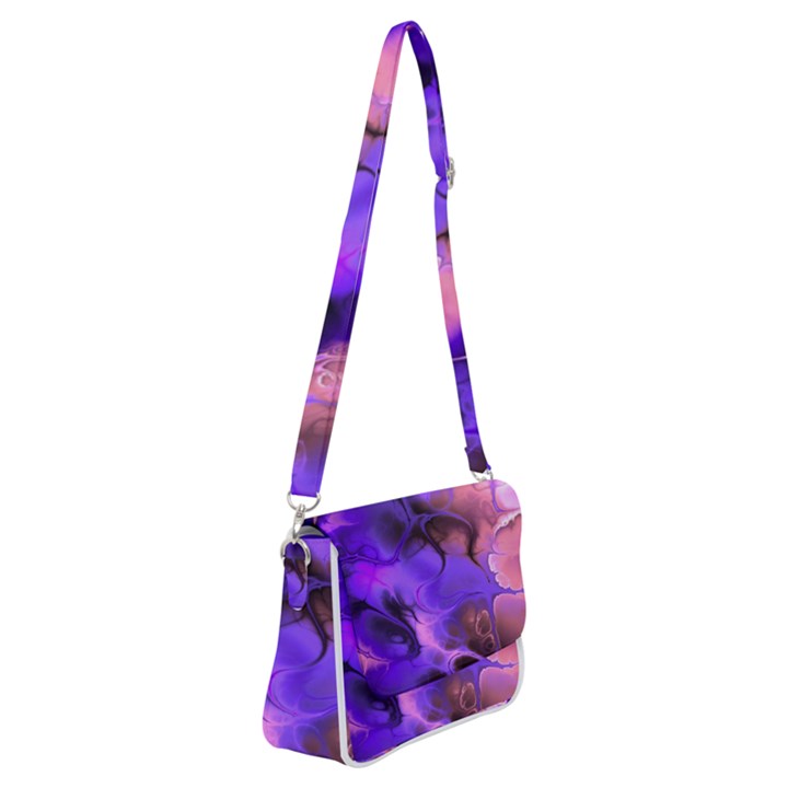 Fractal Flower Shoulder Bag with Back Zipper