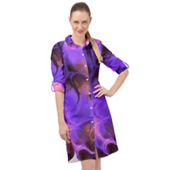 Fractal Flower Long Sleeve Mini Shirt Dress