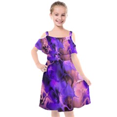 Fractal Flower Kids  Cut Out Shoulders Chiffon Dress