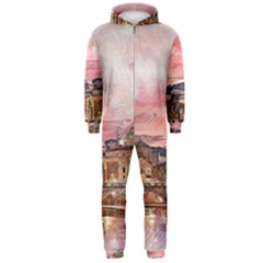 City Buildings Bridge Water River Hooded Jumpsuit (men) 