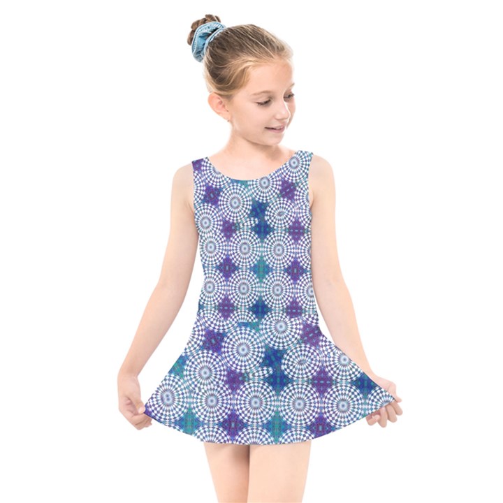 Checkerboard Again 5 Kids  Skater Dress Swimsuit