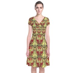 Polish Bank Note Short Sleeve Front Wrap Dress by ArtworkByPatrick