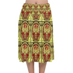 Polish Bank Note Velvet Flared Midi Skirt by ArtworkByPatrick