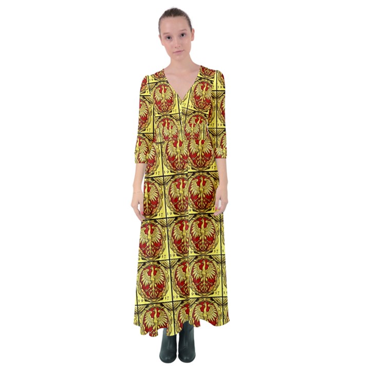 Polish Bank Note Button Up Maxi Dress