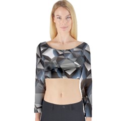 Triangles Polygon Color Silver Uni Long Sleeve Crop Top by Pakrebo