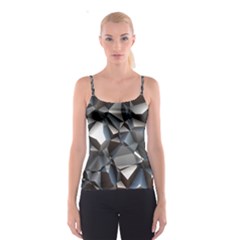 Triangles Polygon Color Silver Uni Spaghetti Strap Top by Pakrebo