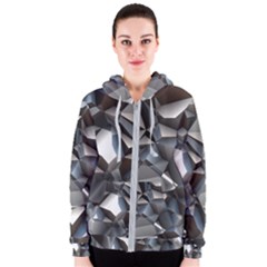 Triangles Polygon Color Silver Uni Women s Zipper Hoodie by Pakrebo