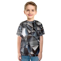 Triangles Polygon Color Silver Uni Kids  Sport Mesh Tee