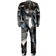 Triangles Polygon Color Silver Uni Onepiece Jumpsuit (men)  by Pakrebo