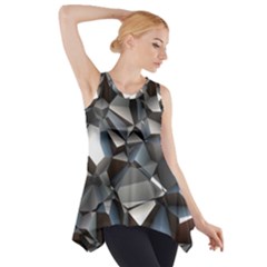 Triangles Polygon Color Silver Uni Side Drop Tank Tunic by Pakrebo