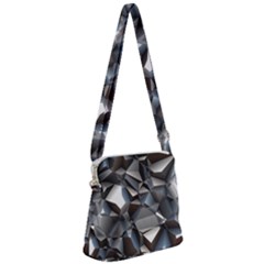 Triangles Polygon Color Silver Uni Zipper Messenger Bag by Pakrebo