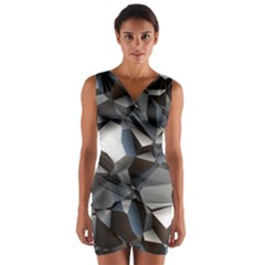 Triangles Polygon Color Silver Uni Wrap Front Bodycon Dress by Pakrebo