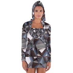 Triangles Polygon Color Silver Uni Long Sleeve Hooded T-shirt by Pakrebo